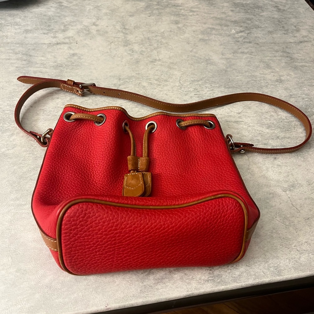 Vintage Dooney & Bourke Cabrio Red Canvas & Vachetta Leather Tote Bag